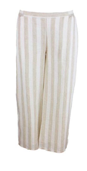 Boheme pellavahousut 12938 Sand beige tyylikkäät raidalliset tuotekuva 5