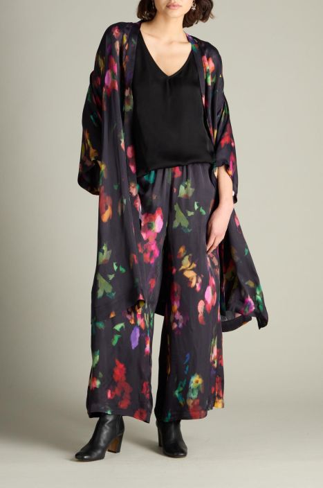Sahara kimono tyylinen jakku MTJ6412 Abstract Painterly Floral ilman kevyt viskoosi taiteellisella kuosilla tuotekuva 1