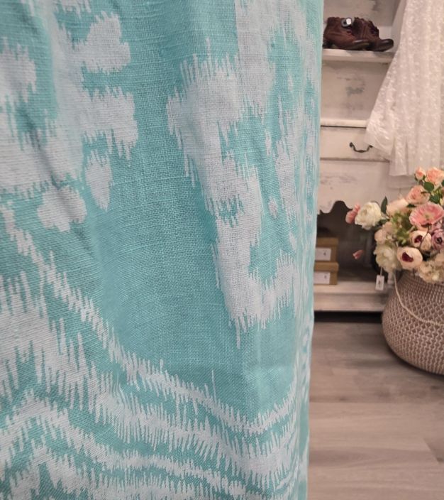 Blueberry mekko 26278 Aqua vaaleansininen pehmeä pellava tyylikkäällä kuosilla tuotekuva 6