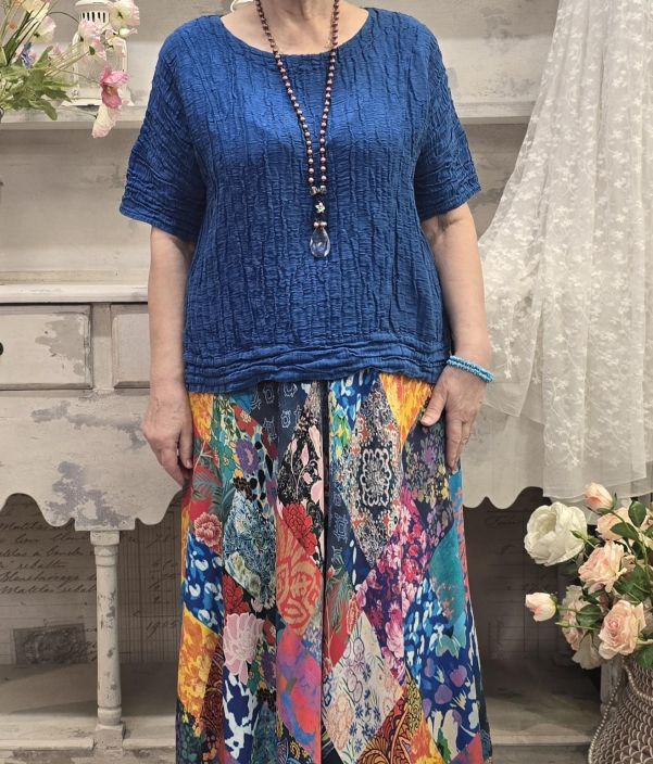 Grizas paita 52730 Sininen tyylikäs takaa pidempi malli pehmeästä silkki/pellavasta tuotekuva 2