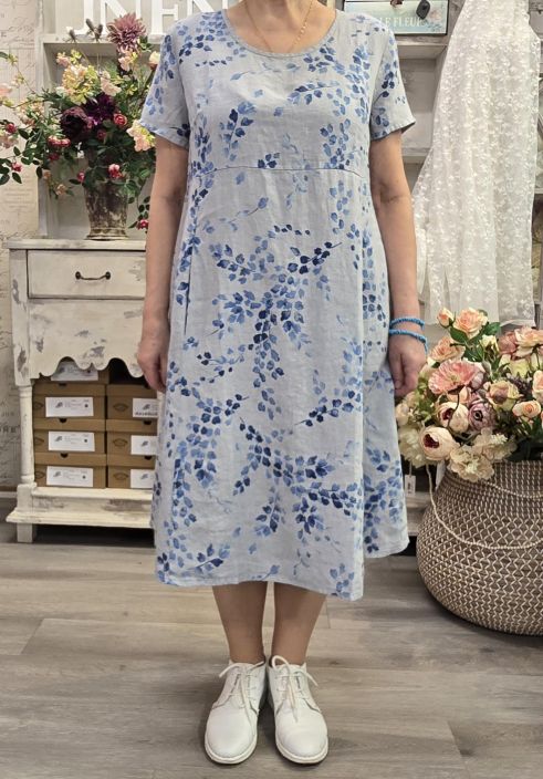 Blueberry mekko 9727 Silver harmaa kaunis sininen lehtikuosi tuotekuva 5