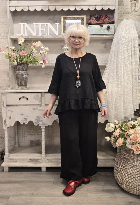 THING pellavapusero 7233 Musta Mukava ja suloinen malli tuotekuva 2