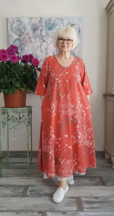 Blueberry mekko C24072 punainen Poppy Red kaunis kuosi puuvilla Kaunis A-linjaisesti laskeutuva Blueberry mekko pehmean