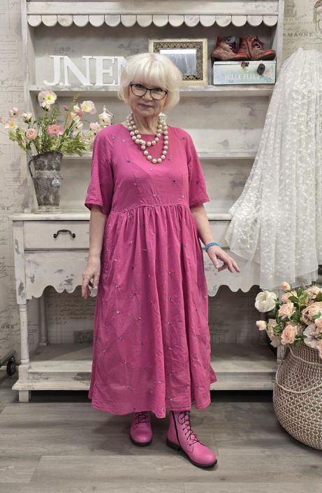 Grizas mekko 91879 Pinkki puuvilla ihanat pienet päälle ommellut kukat tuotekuva 3 Grizas mekko 91879 Pinkki puuvilla ihanat pienet päälle ommellut kukat tuotekuva 3