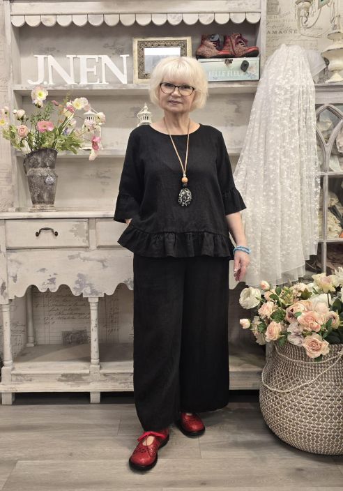 THING pellavapusero 7233 Musta Mukava ja suloinen malli tuotekuva 4