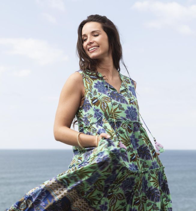 Orientique mekko 20118 Las Cuevas kaunis hihaton malli kerroksilla tuotekuva 3