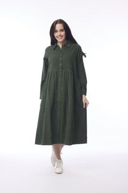 ORIENTIQUE Orientique klassikko vakosametti mekko 21484 Military vihreä todella miellyttävä