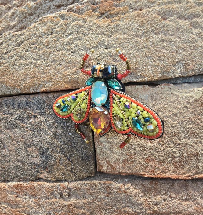 Erfurt koriste ötökkä hakaneulalla, käsityötä Oranssi jalokivi kuoriainen siivillä tuotekuva 2