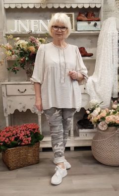 QNUZ QNUZ "joggerit"  Camo harmaa/beiget vaalea maastokuosi mukavat housut