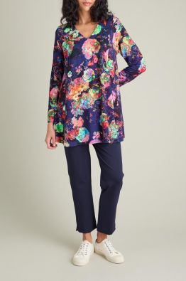 SAHARA Sahara paita JFT5512 Midnight Floral Jersey värikäs kuosi pehmeä viskoositrikoo