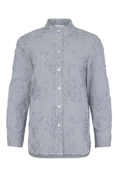 NOEN paita 86303 Harmaa/off-white raita kauniit ommellut kukat tuotekuva 1 NOEN paita 86303 Harmaa/off-white raita kauniit ommellut kukat tuotekuva 1