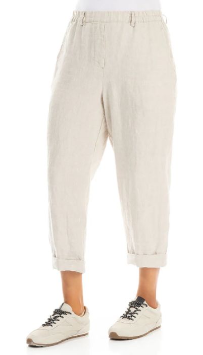 Grizas pellavahousut 3713 Natural pellava Vyötäröllä resori takaamassa istuvuuden tuotekuva 1