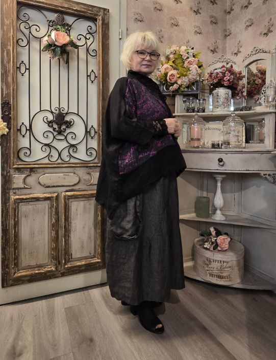 Mara Gibbucci hame 60-68 Musta harmaa pellava tuotekuva 3