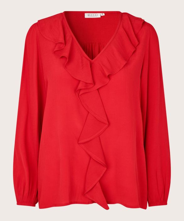 MASAI paita Beauna Scarlet Sage kaunis punainen paita frilloilla tuotekuva 3