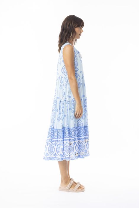 Escape mekko 40141 Carla Blue hihaton upea kesämekko kiiltävillä koristeilla tuotekuva 3