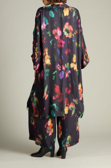 Sahara kimono tyylinen jakku MTJ6412 Abstract Painterly Floral ilman kevyt viskoosi taiteellisella kuosilla tuotekuva 2