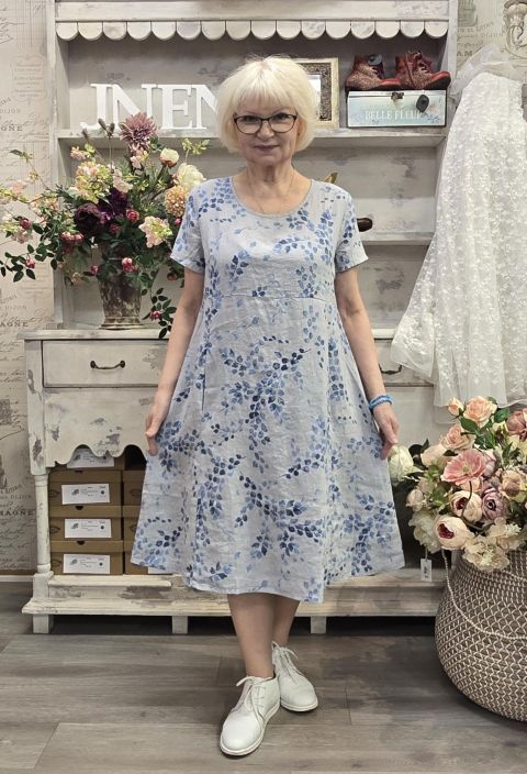 Blueberry mekko 9727 Silver harmaa kaunis sininen lehtikuosi tuotekuva 2