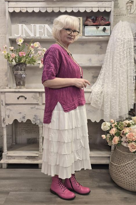 Grizas paita 52730 Pinkki tyylikäs takaa pidempi malli pehmeästä silkki/pellavasta tuotekuva 1