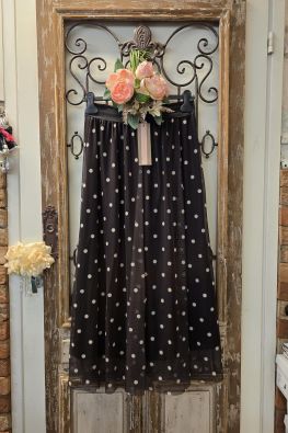 MARTA DU CHÂTEAU Marta du Château pitkä hame 37106 Moro dot Ihana ruskea pohja täpläkuosilla