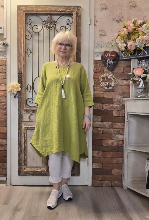 THING tunika/mekko 7148 Olive kaunis vihreä A-linjainen malli uniikilla helmalla tuotekuva 5