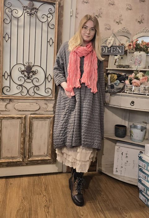 Privatsachen ylellinen silkki/puuvilla mekko vanutäytteellä Inklude Teddy vihertävä harmaa tuotekuva 3