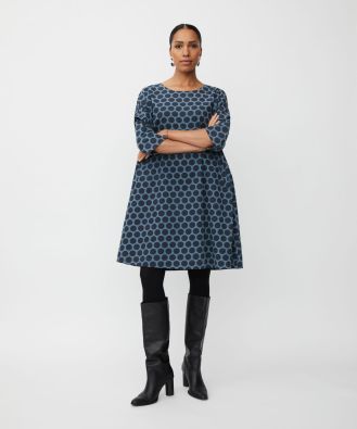 MASAI MASAI mekko Neo Navy Blazer sinisen sävyt täplissä puuvilla vakosametissa