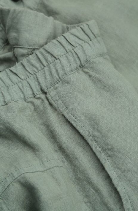 Grizas pellavahousut 3713 Sage vihreä Vyötäröllä resori takaamassa istuvuuden tuotekuva 3