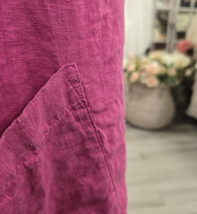 Grizas pellavatunika 5134 Pinkki uniikki epätasainen helma todella pehmeä tuotekuva 6