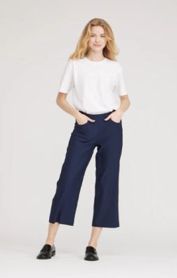 Laurie housut Donna Loose Cropped Navy tummansiniset leveät housut mukavasta uudesta laadusta