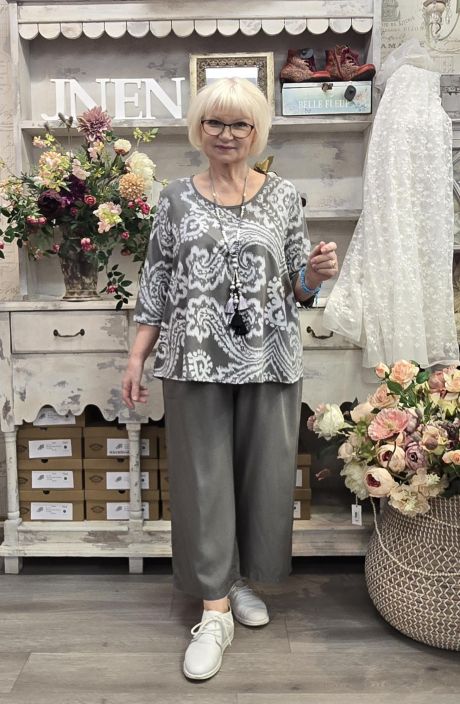 Blueberry paita 26247 Grey vihreänharmaa kaunis kuosi pehmeä lyocell tuotekuva 3