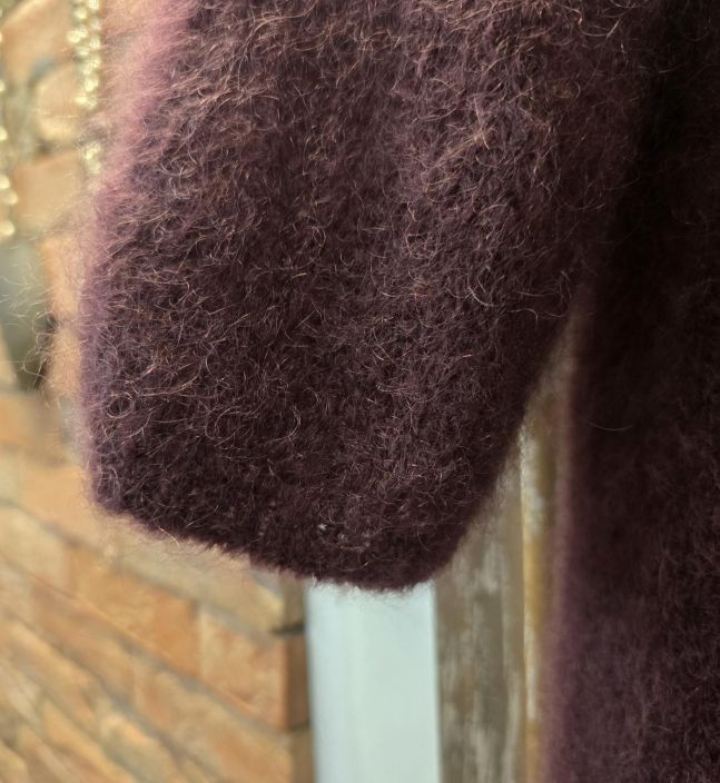 Hug Me pitkä neulejakku Luumu pehmeä mohair kangas pitää sinut lämpimänä tuotekuva 2