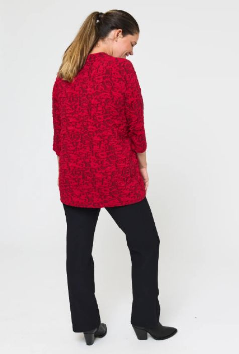 Pont Neuf pehmeä tunika Najda Deep Red syvä punainen kaunis päälle ommeltu kuosi tuotekuva 2