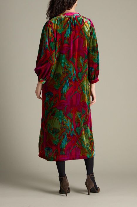 Sahara mekko TKD6589 Velvet Botanicais samettinen mekko syksyn väreissä tuotekuva 5