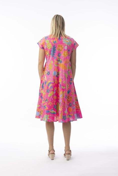 Orientique mekko 10083 Miraflores pinkillä pohjalla ihana kukkakuosi tuotekuva 2