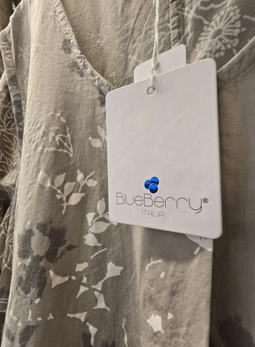 Blueberry mekko C24072 beige kaunis kuosi puuvilla tuotekuva 1