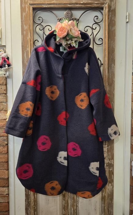 NOEN villatakki ohuella vuorella 87147 suloinen malli kukilla harmaa pohja Todella suloinen ja miellyttavan tuntuinen