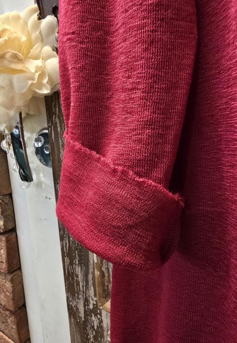 Blusbar merino neulejakku 8003 Raspberry kauniin vadelman värinen tyylikäs ja pehmeä jakku tuotekuva 1