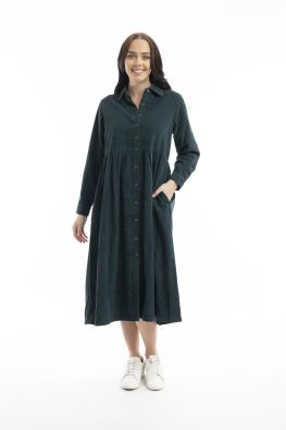 ORIENTIQUE Orientique Mekko 20070 Pine malliston klassikko vakosamettimekko kauluksella