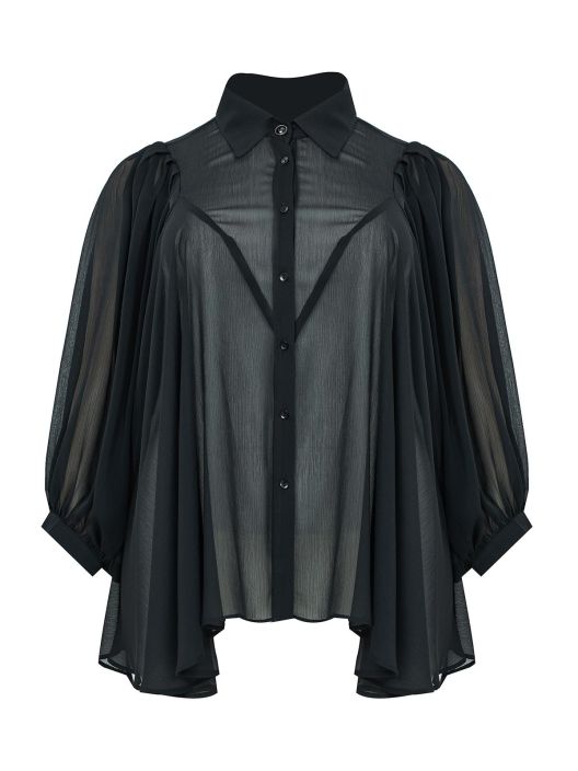 MAT paita 3041 / 8001 (Black) Ohuesta sifongista taiteiltu MAT paita jossa edessa napit. Hyvin A-linjainen malli leveilla