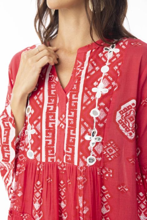 Escape mekko lyhyempi 40148 Carla Red kiiltävät peilimäiset yksityiskohdat tuotekuva 2