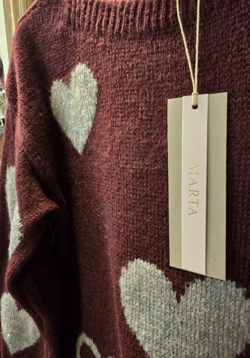 Marta du Château ihanan mukava sydänkuosi neule Amarante 64023 Wine viininpunainen tuotekuva 1