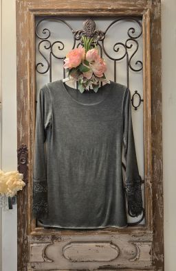 MARTA DU CHÂTEAU Marta du Château Murrettu vihreä paita pitsi hihojensuilla kaunis aluspaita joustavasta viskoosista