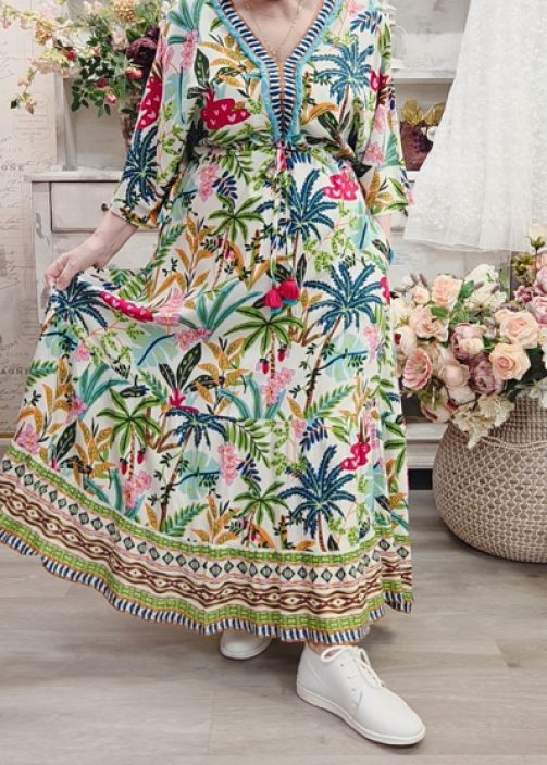Orientique mekko 30165 Ovahe Maxi näyttävä malli kauniilla kesäkuosilla tuotekuva 1 Orientique mekko 30165 Ovahe Maxi näyttävä malli kauniilla kesäkuosilla tuotekuva 1