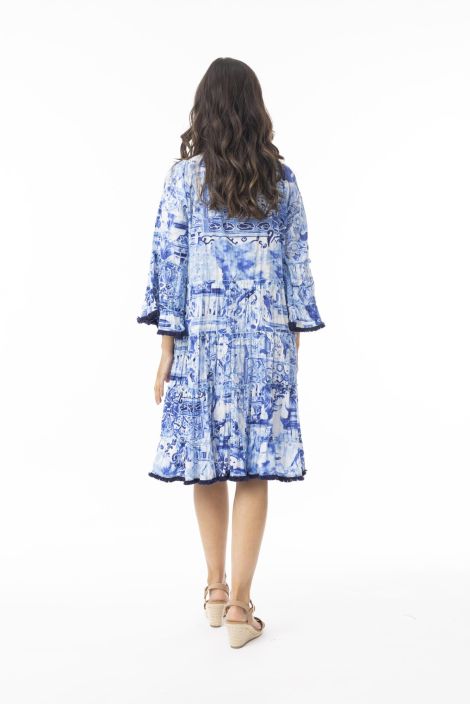Orientique mekko 40188 Okayama Japanin maisemat, suloiset frilla hihat ja helma tuotekuva 9