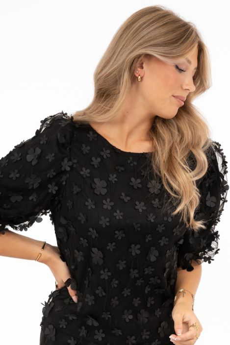 Capri Collection pusero Chateau Musta ihana verkkopaita kukilla tuotekuva 6