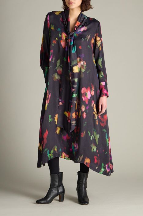 Sahara ohut mekko MTD6575 Abstract Painterly Floral uniikki malli &quot;huivilla&quot; Upea Englantilainen Sahara taiteilee sinulle