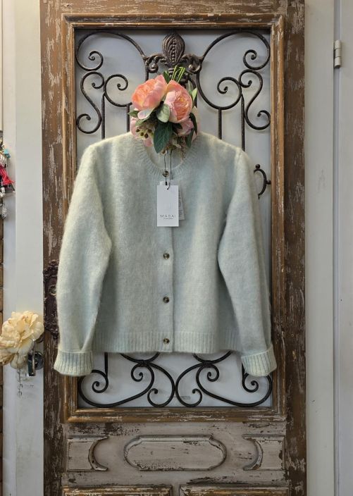 MASAI neulejakku Lavi Sea Foam mintunvihrea suora tyylikas neulos Lyhyt neuletakki joka on pehmeaa ja ilmavaa MASAI neulejakku Lavi Sea Foam mintunvihrea suora tyylikas neulos Lyhyt neuletakki joka on pehmeaa ja ilmavaa