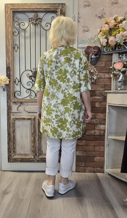 THING tunika 7213 Olive/ lime vihreä kaunis  hento kukkakuosi tuotekuva 3