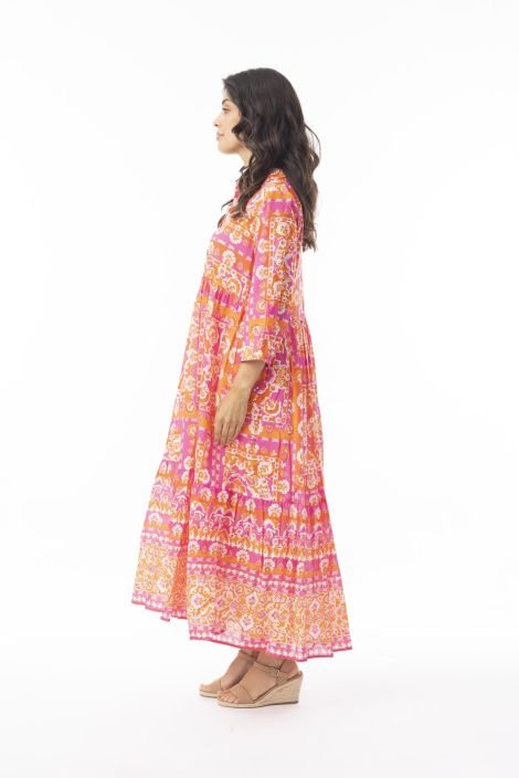 Orientique mekko 10077 Montevideo Pink näyttävä malli upealla kuosilla tuotekuva 1