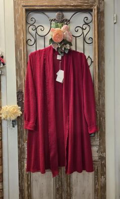 BLUSBAR Blusbar merino neulejakku 8003 Raspberry kauniin vadelman värinen tyylikäs ja pehmeä jakku